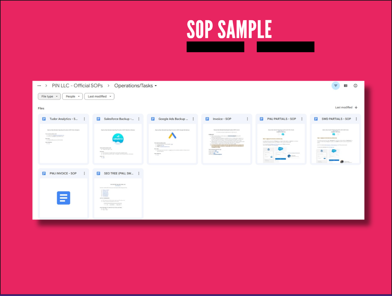 SOP documentation portfolio preview